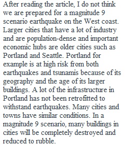 Magnitude 9 Scenario